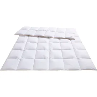 Balette Daunenbettdecke + Kopfkissen "140 Jahre Balette, in 5 Wärmeklassen, Made in Germany, Downpass", Bettwaren-Set, 135x200 oder 155x220 cm + Kissen 80x80 cm, weiß,