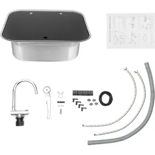 Spüle, platzsparendes Design, langlebige Konstruktion, Silber