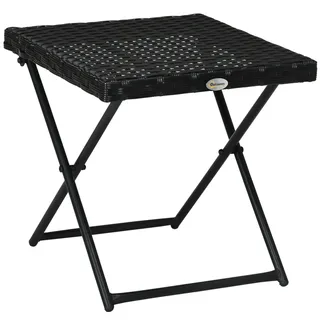 Polyrattan Balkontisch, klappbar, Stahlrahmen, pflegeleicht, 40x40x40 cm, Schwarz - Schwarz