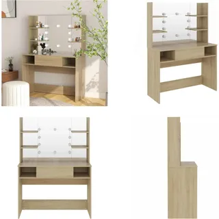 vidaXL Schminktisch mit LED Beleuchtung 100x40x135 cm MDF Eiche Optik - Schminktisch - Schminktische - Kommode - Kommoden - Braun
