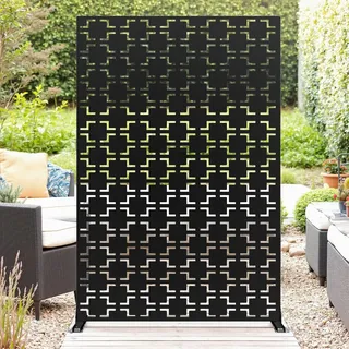 Freistehend Metall Sichtschutzwand, Garten-Sichtschutz 120x183 cm | Metall Dekorzaun als Raumteiler/Windschutz für Balkon, Terrasse & Garten -Sichtschutz inkl