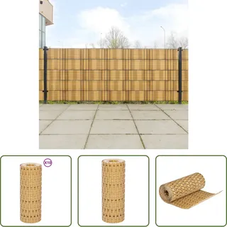 The Living Store Balkon-Sichtschutze 10 Stk. Hellbraun 255x19 cm Poly Rattan