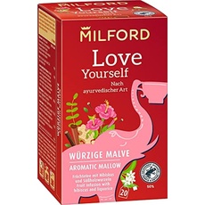 Milford Love Yourself | Würzige Malve | Früchtetee mit Hibiskus und Süßholzwurzeln | Nach ayurvedischer Art | 20 Teebeutel