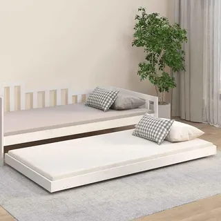 vidaXL Massivholzbett ohne Matratze Weiß 100x200 cm Kiefernholz - Weiß
