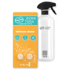 EzeeTabs Badreiniger Bundle – Reinigungstabs für ein mikroplastikfreies, biologisch abbaubares und veganes Putzmittel – 2 x Reiniger für hygienische Sauberkeit und 1 x wiederverwendbare Flasche