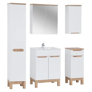 Design Möbel Waschbecken Badezimmer Bad Set Garnitur Schrank Badmöbelsets 5tlg. - Weiß