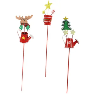 HOMSFOU 3 Stück Metall Weihnachtsstecker Gartenstecker Frohe Weihnachten Schild Für Blumentopf Outdoor Weihnachtsdeko Rasenstecker Festliche Pflanzendekoration