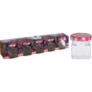 EXCELLENT HOUSEWARE Einmachgläser Glasbehälter SET 5 Stück 0,05l - Transparent, Rot