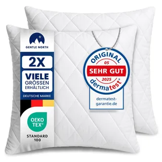 Gentle North Kopfkissen (80x80 cm groß) - 2er Set Kissen für Bett und als Dekokissen - Mit Reißverschluss für Füllung - Sofakissen - Zierkissen für Couch und Sofa - Ökotex - Waschbar bis 60° - Weiß