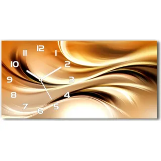 Wanduhr aus Glas – 60x30 cm - Glasbild - Glasuhr - Gehärtetes Glas - weisse-zeiger - abstrakte Wellen - Weiß