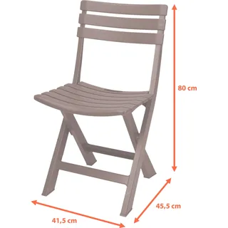 Kunststoff Klappstuhl 80 x 45 cm - braun - Garten und Balkon Bistrostuhl klappbar - Braun