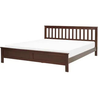 Beliani Holzbett 180/200cm Dunkler Holzfarbton Mayenne - Dunkelbraun , 180x200 cm , Schlafzimmer, Betten