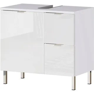 Germania GW-MAURESA, weiß, Fronten in Hochglanz, Zwei Schubkästen, Oberboden mit Aussparung für Siphon, 60x56x34 cm