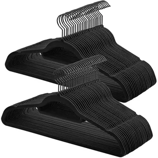 Boxxx Kleiderbügelset , Schwarz , Metall, Kunststoff, Textil , 43.5x22.5x9 cm , Haken drehbar, rutschfest , Garderobe, Kleiderbügel