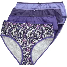 Ulla Popken Damen 4er Pack Midi-Slips, Violet Wonder Slip, Multicolor, 42-44