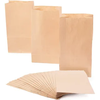 MATANA 100 Braune Papiertüten Kraftpapier, 24x13x8cm - Adventskalender, Geschenktüten, Partytüten, Kekstüten, Plätzchentüten, Süßigkeiten - Stabil