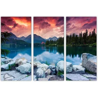 AREDE 3er Set Wandkunst Gemälde Bild Poster Wunderschöner See | 90 x 60 cm | Wandbilder Wanddekoration Home Office Wohnzimmer Schlafzimmer Dekoration | Fertig zum Aufhängen