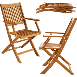 CASARIA® 2er Set Gartenstuhl Balkonstuhl Holz Sydney FSC®-zertifiziert Akazie Klappbar 160kg Belastbar 56x54cm Garten Balkon Terrasse Klappstuhl Hochlehner Braun - Braun