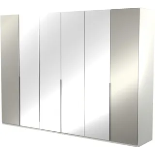 Kleiderschrank MUSTERRING "San Diego, Kleiderschrank, Schrank, Garderobe, mit Glastüren", weiß, B:300cm H:216cm T:58cm, Glas, Holzwerkstoff, Schränke, Kleiderschrank, 6-türig (gedämpft), 6 Böden, 3 Kleiderstangen, Chromgriffe
