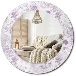 Wallfluent Spiegel Rund Ø 50 cm mit Aufdruck , Glas , 50x50x0.4 cm , Spiegel, Wandspiegel