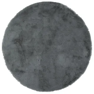 Brandsseller Kunstfell Teppich Rund ca. Ø 90 cm Lammfell-Optik Bettvorleger Dekoteppich Kuschelfell Anthra