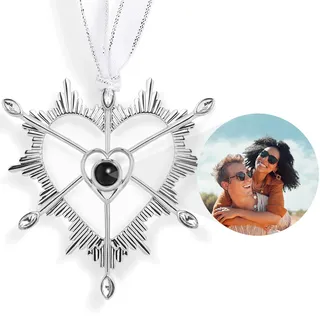 Personalisierte Foto Ornament für Weihnachtskugeln Personalisiert Weihnachtsbaumschmuck Bild Innen Hängende Herz Projektion Anhänger 2025 Neue Deko Weihnachten für Xmas Party Geschenk