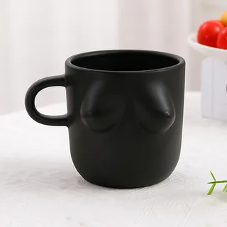 Keramik-Kaffeetasse mit Griff - Künstlerische Tasse, Einzigartiger Espressobecher mit Body-Art Design, Lustige Design-Tasse für Kaffee oder Tee,Porzellantasse als Dekoration oder Geschenk (B, Schwarz)