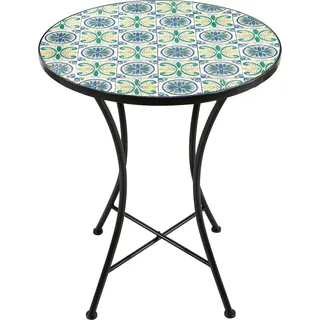 AXI Amélie Bistrotisch, Blau/Gelb | Bistrot-Gartenmöbel, Mosaik-Bistrotisch für Garten/Balkon/Terrasse - Blau, Gelb