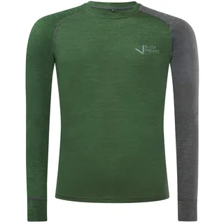 Black Crevice Herren Langarmshirt aus Merino Wolle in XL - Forest Green/Anthracite I Funktionsshirt atmungsaktiv I Funktionsunterwäsche I Base Layer I Long Sleeve I Skiunterwäsche