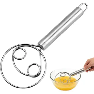 YIPFEN Dänischer Teigbesen, Teigbesen Teigmischer Edelstahl, Dänisch Schneebesen, Küchenzubehör für Brot, Teig, Kuchen, Gebäck und mehr