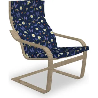 ABAKUHAUS Frühling Poäng Sessel Polster, Vintage Flora und Fauna, Sitzkissen mit Stuhlkissen mit Hakenschlaufe und Reißverschluss, Mehrfarbig