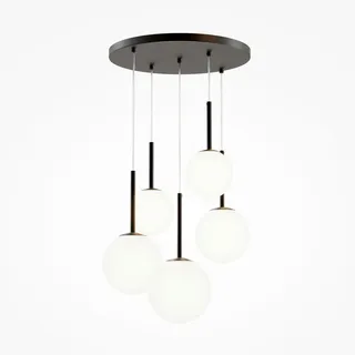 Maytoni Pendelleuchte , Schwarz, Weiß , Metall, Glas , Kugel , 180x45x45 cm , Ce , beliebig kürzbar, gleichmäßige Lichtverteilung , Lampen & Leuchten, Innenbeleuchtung, Hängeleuchten, Pendelleuchten
