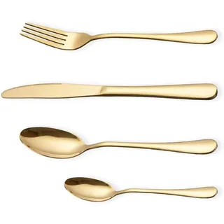 Vergoldetes Besteckset aus Edelstahl, 16-teiliges goldenes Besteckset, geeignet für 4 Personen. (Gold)...