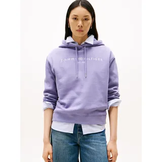Kapuzensweatshirt TOMMY HILFIGER "MDRN REG CORP LOGO HOODIE", Damen, Gr. S (36), lavender ash, Sweatware, Obermaterial: 63% Baumwolle, 37% Polyester, unifarben, regular fit hüftlang, Bündchen, Sweatshirts Kapuzensweatshirt, mit gesticktem Logo-Schriftzug