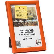 3-B Bilderrahmen ULM 10x15 cm - orange - Holzrahmen, Fotorahmen, Portraitrahmen mit Acrylglas