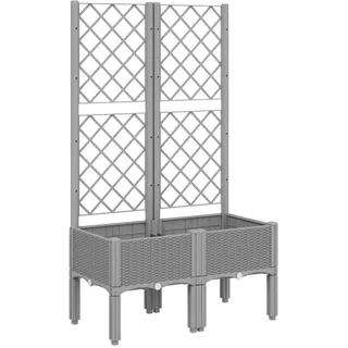 vidaXL Pflanzkübel mit Rankgitter Hellgrau 80x40x142 cm PP