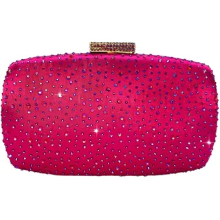 Boutique De FGG Damen Abendhandtaschen Hochzeit Party Kristall Clutch Handtaschen Diamant Strass Braut Clutch Taschen,Mini,Fuchsie