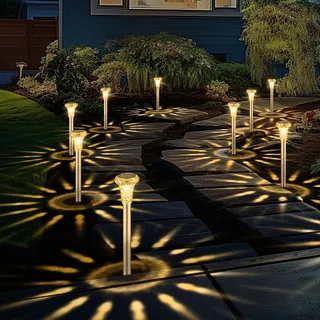 SonPen Solarlampen für Außen 12 Stück LED Solarleuchten Garten, IP65 Wasserdichte Edelstahl Solar Gartenleuchten, Energiesparend Solar Lampe Outdoor für Terrasse, Rasen, Hof, Wege(WarmWeiß)