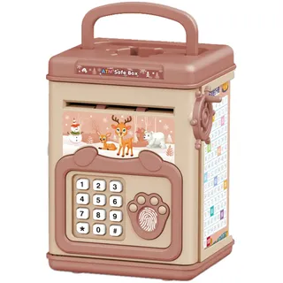 Kinder-Geldsparbox,Fingerabdruck-Safe, Passwort, Bargeld, Münze, Gelddose, Cartoon-Handbuch, pädagogische elektronische Spardose für Erwachsene, Kinder, Coole Sachen, tolles Geschenk(rosa)