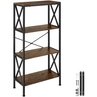 tectake Regal Barry,inklusive Kippschutz, 61,5 x 31,5 x 133,5 cm,Industrial Holz dunkel, rustikal , Holzwerkstoff , Beton Optik , Rechteckig , 31.5x133.5x61.5 cm , Wohnzimmer, Regale, Bücherregale
