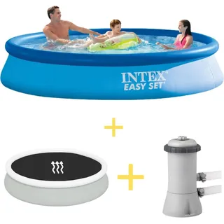 Intex Easy Set Pool - 366 x 76 cm - Inklusive Solarsegel & Filterpumpe - Blau