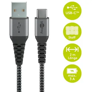 goobay USB-A auf USB-C 2 m Schwarz/Grau