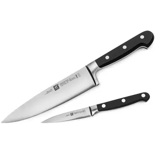 ZWILLING Professional S Messer-Set, 2-teilig (Spick-/Garniermesser 10 cm, Kochmesser 20 cm), Rostfreier Spezialstahl/Kunststoff-Griff mit Nieten, Schwarz [Made in Germany]