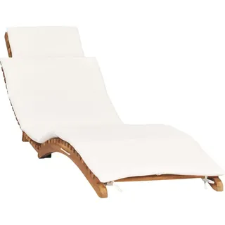 Klappbare Sonnenliege mit Cremeweißer Auflage Massivholz Teak - Weiß