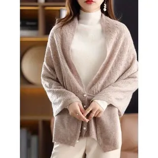 Elegante wollen sjaal mit Kameelfarbe und Perlen, für Damen, winddicht und warm, Casual- oder Formelleinsatz