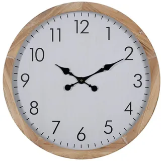 BigBuy Home Wanduhr Weiß Holz 60 x 60 x 6,5 cm