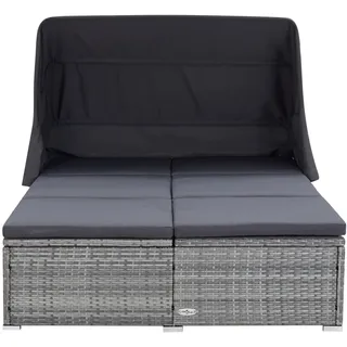 vidaXL Doppel-Sonnenliege 194 x 120,5 x 110 cm grau inkl. Sonnendach