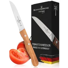 Bild Profi Gemüsemesser und Tomatenmesser, Solingen Qualität, Scharf gezahnt, Edelstahl Rostfrei, Olivenholzgriff, Made in Germany