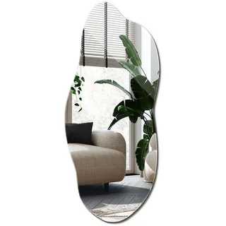 Wallfluent Spiegel 45x100 cm Asymmetrisch , Transparent , Glas , Organisch , 45x100x0.4 cm , Spiegel, Wandspiegel