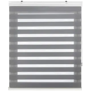 Zebra Textil SANSA Doppelrollo mit dekorativer Kassette, Polyester, Grau, 125 x 175 cm